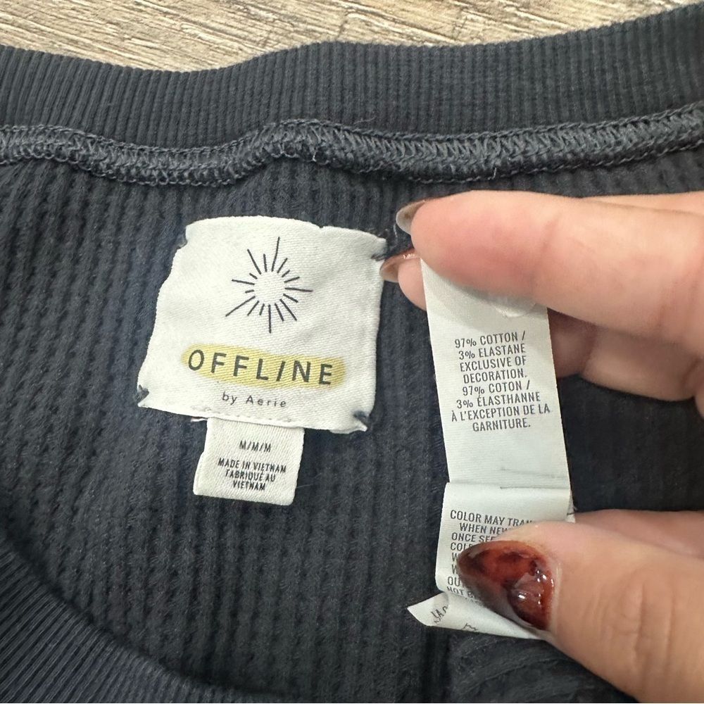 Aerie Charcoal Ribbed Long Sleeve Top - Picture 2 of 2